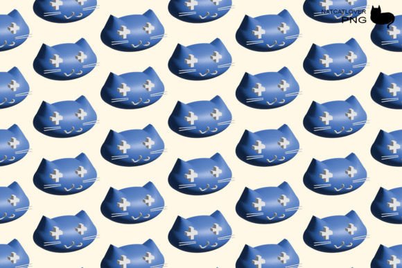 3D Cat Head Pattern