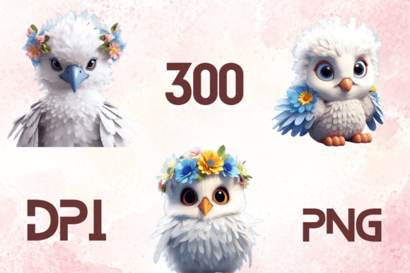 3D Cute Birds Sublimation Clipart 01