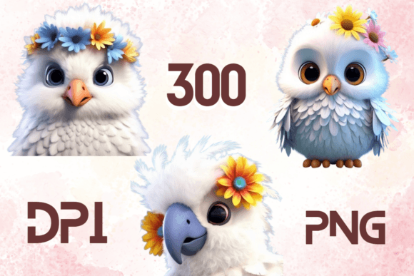 3D Cute Birds Sublimation Clipart 03