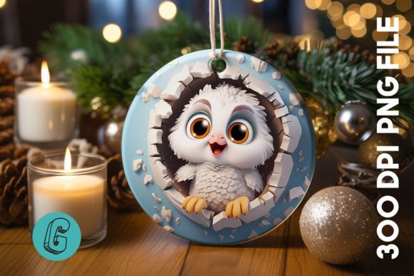 3D Cute Owl Break Through Ornament 10