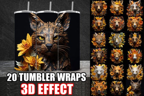3D FallPapercut Animals Tumbler Wrap