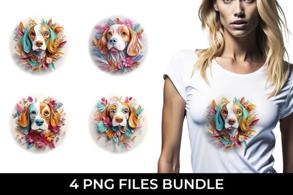 3D Floral Fantasy Beagle Sublimation PNG