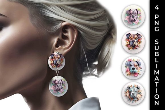3D Floral Fantasy Boxer Earrings PNG