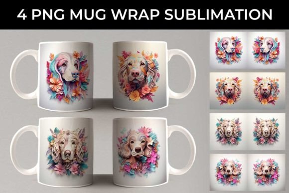 3D Floral Fantasy Cocker Spaniel Mug PNG