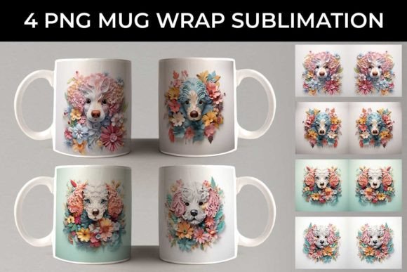 3D Floral Fantasy Poodle Mug Sublimation