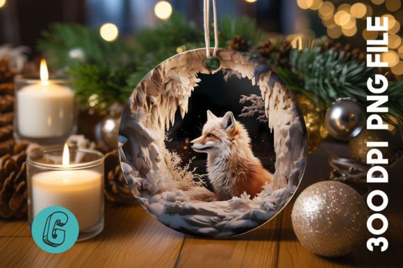 3D Fox Break Through Ornament 10