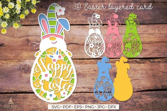 3d Happy Easter Layered Papercut