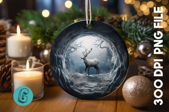 3D Reindeer Break Through Ornament 02
