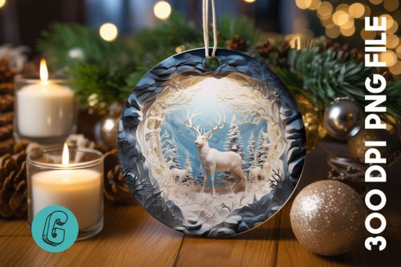 3D Reindeer Break Through Ornament 07
