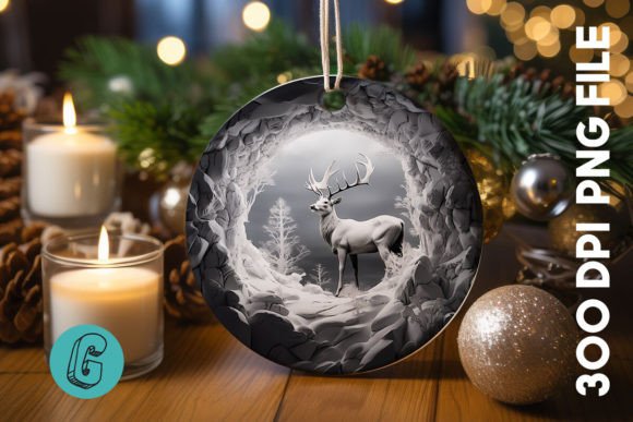 3D Reindeer Break Through Ornament 17