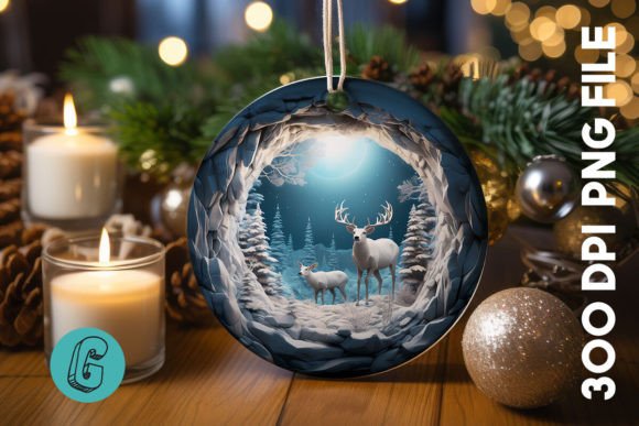 3D Reindeer Break Through Ornament 24