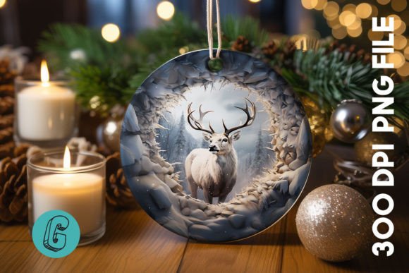 3D Reindeer Break Through Ornament 38