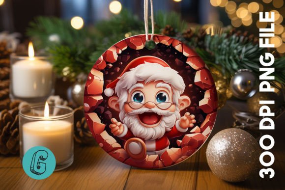 3D Santa Break Through Ornament 30