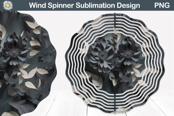Black Flowers 3D Wind Spinner