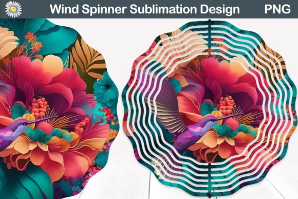 Hummingbird Flowers 3D Wind Spinner