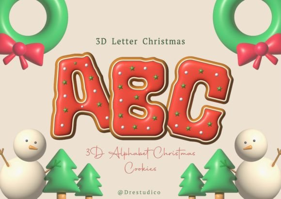 Inflated 3D Alphabet Icon Christmas